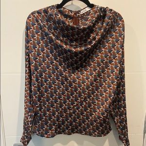 Zara Draped Printed Top with Back Top Zip